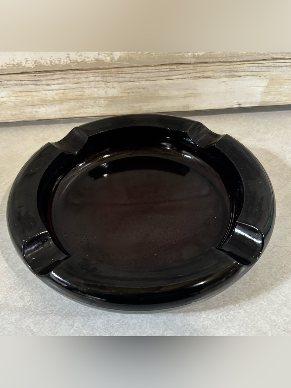 Large vintage amber glass ashtray